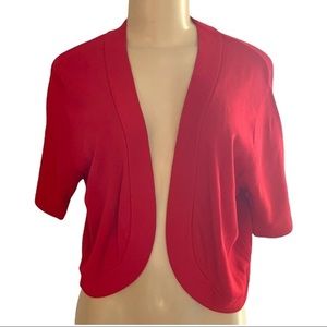 Dress Barn Red Ribbed Knit Shrug Cropped Open Front Jacket SL PLUS 16